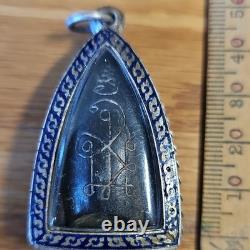 Rare Phra Kring Klong Takian Wat Pradoosongdham Thai Buddha antique silver case