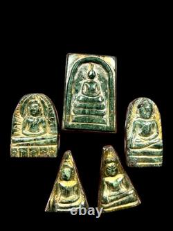 Rare Set of Benjapakee Green Jade Wat Phra Kaew Wangna Thai Buddha Amulet
