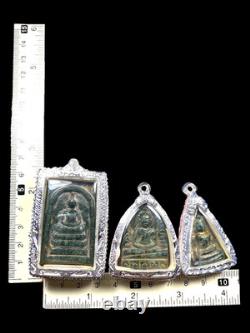 Rare Set of Benjapakee Green Jade Wat Phra Kaew Wangna Thai Buddha Amulet