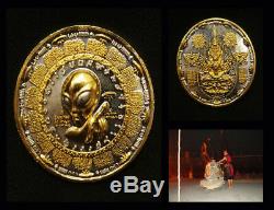 Rare Thai Amulet Holy Buddha Alien UFO 1st coin Power lucky, prosper Aj Mom No. 3