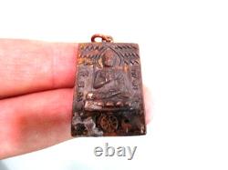 Rare Thai Amulet Talisman Pendant Buddha solid brass or coper signed on back