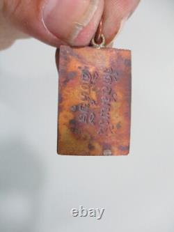 Rare Thai Amulet Talisman Pendant Buddha solid brass or coper signed on back