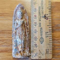 Rare Thai Buddha Amulet Phra Roung set in old Handmade antique Bronze case
