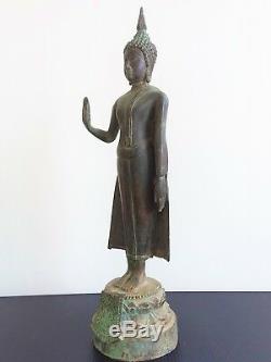 Rare Thai Buddha (Pang Harm Samute) Stand Status Bronz