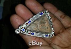 Rare! Thai Buddha amulet Phra Somdej Wat Nang Phaya 400 Yr. Silver 925 case