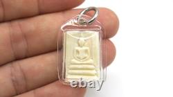 Rare White Phra Somdej Nga Gae Carved Thai Buddha Amulet Pendant Sacred