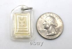 Rare White Phra Somdej Nga Gae Carved Thai Buddha Amulet Pendant Sacred