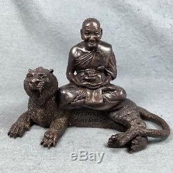 Real 4.5 Tiger Phra LP Pern Coin Buddha Thai Amulet Statue Talisman Luck Good