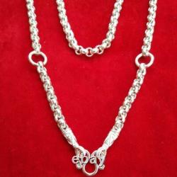 Real 925 Sterling Silver Rope Chain Necklace Thai Buddha Amulet Style 2 Baht