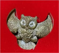 Real Amulet Owl Bird Phaya Nok Thuet Tue LP Chu 9th Batch Thai Buddha Talisman