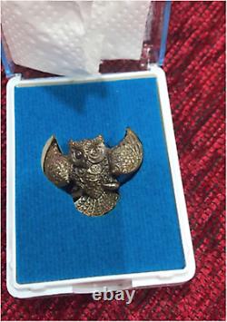 Real Amulet Owl Bird Phaya Nok Thuet Tue LP Chu 9th Batch Thai Buddha Talisman