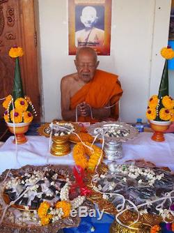 Real Leklai Khunpaen Gold Takrut LP Ong Thai Buddha amulet Luck Protect Talisman