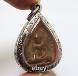 Red Phra Nang Kampang Gleepbua Buddha Amulet Pendant Thai Magic Blessed Antique