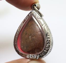 Red Phra Nang Kampang Gleepbua Buddha Amulet Pendant Thai Magic Blessed Antique