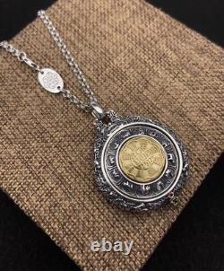 Reversible Good Fortune & Buddha Pendant Heavy Thai Silver&Brass Spinning Amulet
