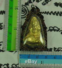 Ruesi Hermit Gold LEKLAI Thong pla lai Thai Buddha Amulet Somporn Protect Lucky