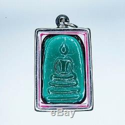 SOMDEJ LEKLAI KAEW Green magic lucky thai buddha amulet protect Rare LP 977