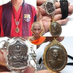 Set 2 Pcs Lp Ruay Wat Tako in Case + Necklace Lucky Thai Buddha Amulet Pendant
