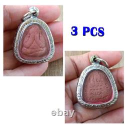 Set 3 pcs Phra Pidta Relieves Debt Luang Pu MahaSila Pendant Thai Buddha Amulet