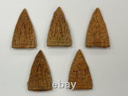 Set of (5) Thai Terracotta Buddha Triangular Votive Tablets, Phra Phim Thailand