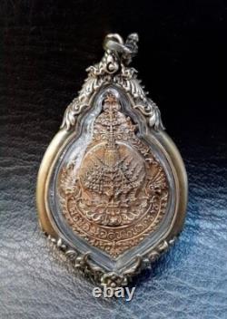 Seven Naga Cover Buddha Nak Prok Thai Amulet Pendant Year 2020 Red Bronze