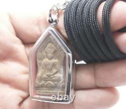 Shinaraj Sema Leaf Buddha Antique Magic Thai Amulet Lucky Rich Pendant Necklace