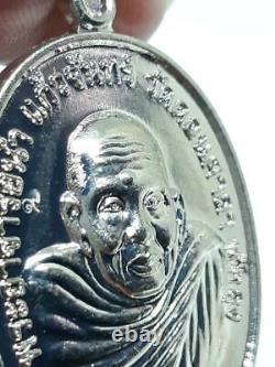 Silver Plated Coin Phra Ajarn Nam Wat Donsala Temple Code Thai Buddha Amulet