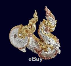 Silver Thai Art Sculpture Amulet Buddha Kraisorn Naga B. E. 2558 Good Fortune