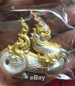 Silver Thai Art Sculpture Amulet Buddha Kraisorn Naga B. E. 2558 Good Fortune
