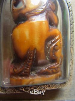 Singa Kae carving L P Derm, Wat Nong Poh, Nakon Sawan, Thai Buddha Amulet