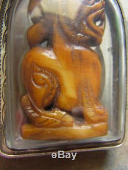 Singa Kae carving L P Derm, Wat Nong Poh, Nakon Sawan, Thai Buddha Amulet