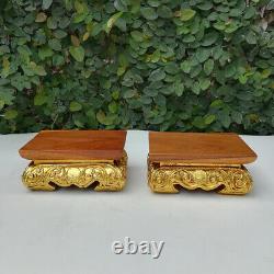 Small Altar Table Thai Buddha Worship Teak Wood Amulet Handmade 4 pcs/ Set