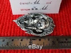 Solid Silver Coin Thai Art Buddha Amulet Lord Ganesha HINDU RICH LUCK Success