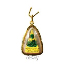 Somdej Wat Phra Kaew Emerald Pendant Buddha Talisman Thai Amulet Gold Green Case