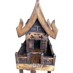 Spirit House Thai Wooden Buddha Temple Teak Handmade Amulet Decor Wood Worship