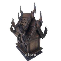 Spirit House Thai Wooden Buddha Temple Teak Handmade Amulet Decor Wood Worship