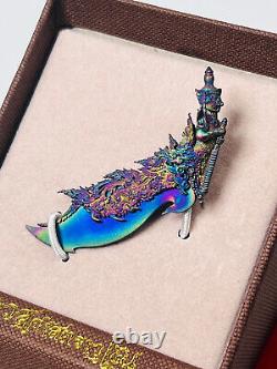 Stunning King Wessuwan Magic Knife Leklai Wealth Protect Artistry Amulet Genuine