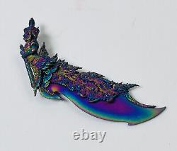 Stunning King Wessuwan Magic Knife Leklai Wealth Protect Artistry Amulet Genuine