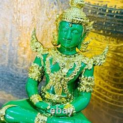 Summer Armor Green Jade Emerald Buddha Statue Meditation Lucky Thai Amulet 18332
