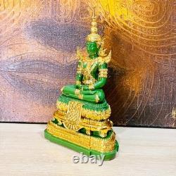 Summer Armor Green Jade Emerald Buddha Statue Meditation Lucky Thai Amulet 18332