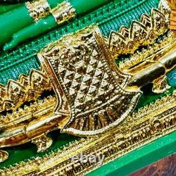 Summer Armor Green Jade Emerald Buddha Statue Meditation Lucky Thai Amulet 18332