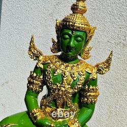 Summer Armor Green Jade Emerald Buddha Statue Meditation Lucky Thai Amulet 18332