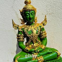 Summer Armor Green Jade Emerald Buddha Statue Meditation Lucky Thai Amulet 18332