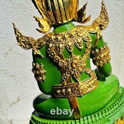 Summer Armor Green Jade Emerald Buddha Statue Meditation Lucky Thai Amulet 18332
