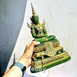 Summer Armor Green Jade Emerald Buddha Statue Meditation Lucky Thai Amulet 18332