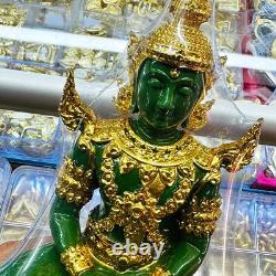 Summer Armor Green Jade Emerald Buddha Statue Meditation Lucky Thai Amulet 18332