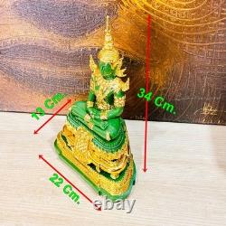 Summer Armor Green Jade Emerald Buddha Statue Meditation Lucky Thai Amulet 18332
