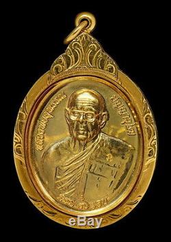 THAI AMULET BUDDHA LP SUPHAN WAT PRACHASONTI 84 YEARS 22.8g GOLD+7.7g GOLD CASE
