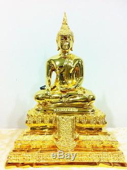 Thai Amulet Buddha Lp Wat Raiking Statue Gold Plated Enriching Prosperity