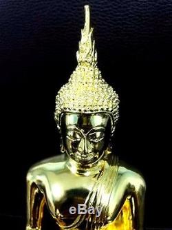 Thai Amulet Buddha Lp Wat Raiking Statue Gold Plated Enriching Prosperity
